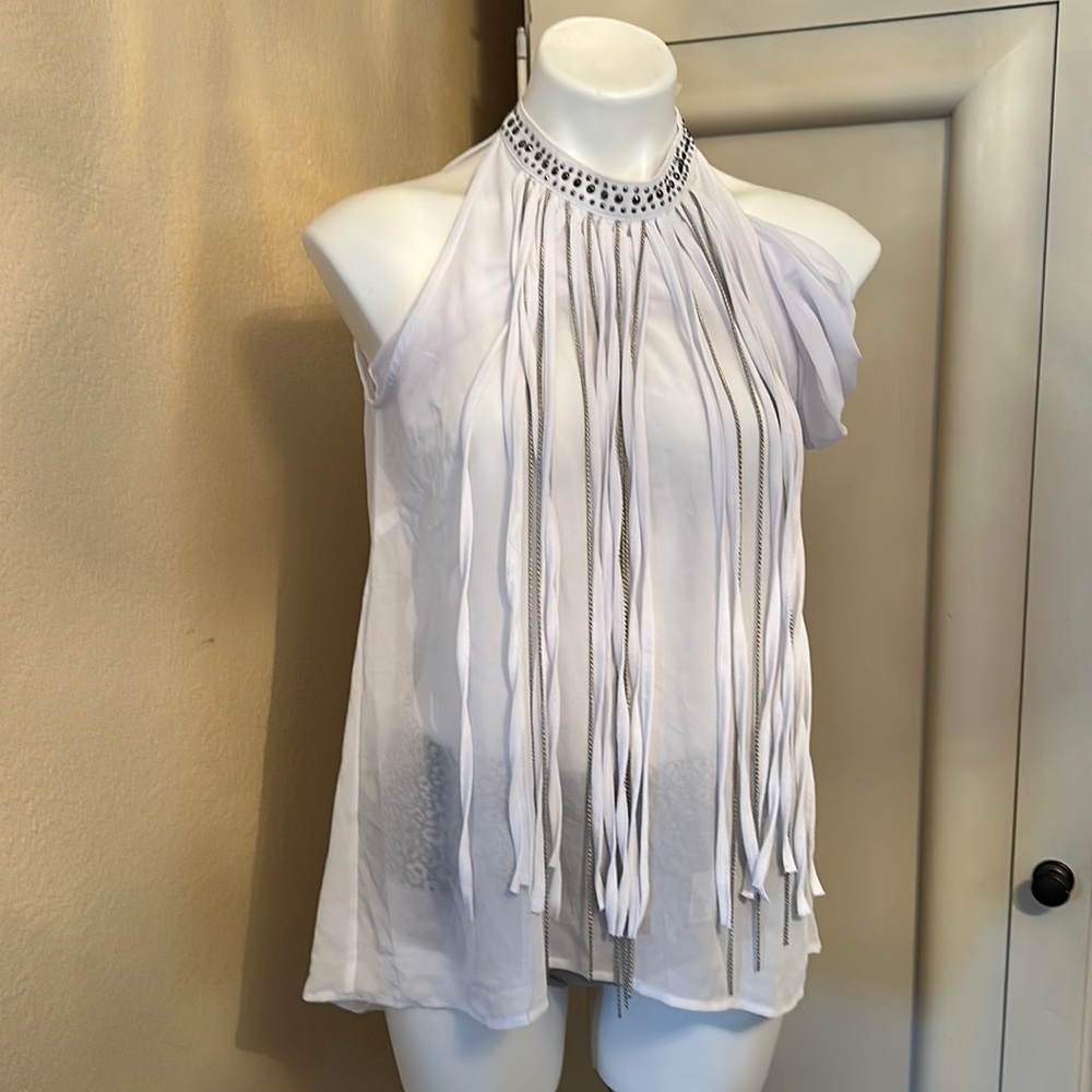Solution dressy semi sheer tank size med
